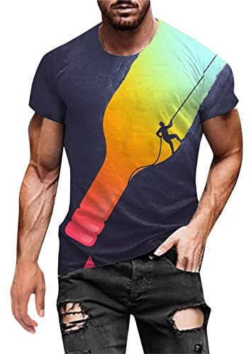 Oversized Tshirt Herren Kurzarm Rundhals Lose Sommer Oberteile Mode T-Shirt mit Los Angeles Palme Grafik T Shirts Vintage Drucken Streetwear Beiläufig Tee Shirt Lang Tops Männer Sportshirts