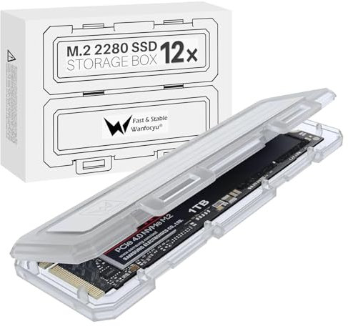 Wanfocyu 12er-Pack durchsichtiges M.2 2280 SSD-Kunststoff-Festplattengehäuse für Samsung/Kingston/WD/Silicon, M.2 NVMe/AHCI 2280 SSD-Aufbewahrungsbox (SSD Nicht im Lieferumfang enthalten)