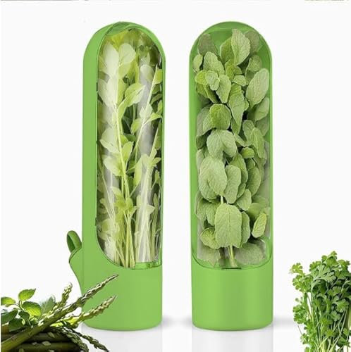 Lot de 2 conservateurs d'herbes fraîches pour réfrigérateur, récipient de conservation pour herbes aromatiques, vanille, conservation des légumes, conservez les légumes verts frais pour coriandre,