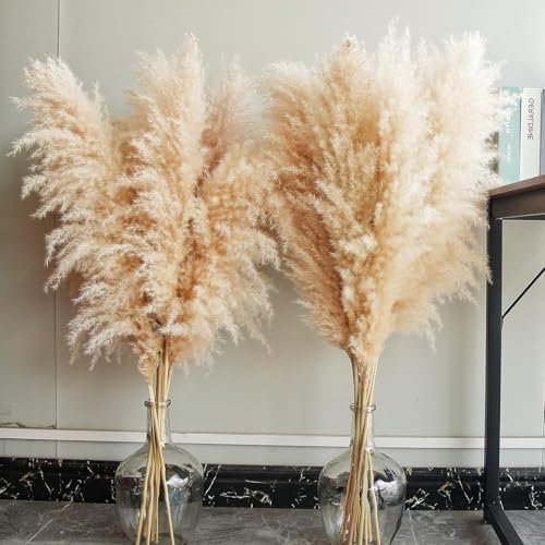 16 Stück Pampasgras Groß, Natürliche Pampasgras Deko, 100cm Getrocknetes Pampasgras Groß, Boho Deko Wohnzimmer Tisch Schlafzimmer Hochzeits Badezimmer