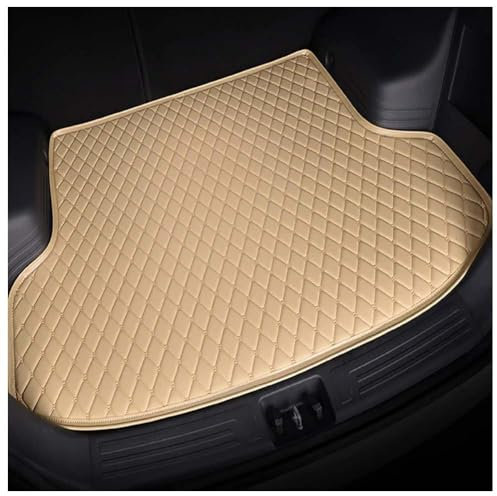 KJUHYHBhHHg Auto Leder Kofferraummatten für Skoda Superb 2020-2023, Kofferraumwanne Teppich Schutzmatten All Weather Kofferraumschutz Innenzubehör,D/Beige