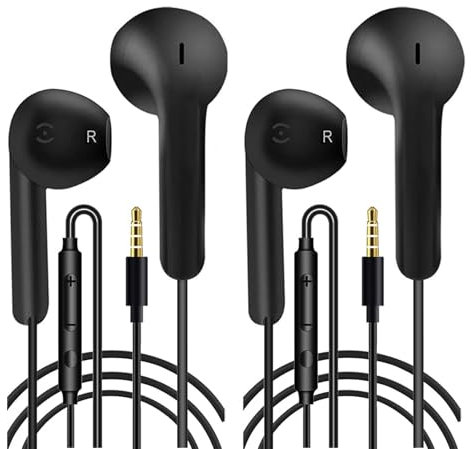 3.5mm Wired Earbuds in-Ear Headphones, 3.5mm Jack Earphones with Microphone, Noise Isolation Corded Ear Buds for iPhone,Samsung, Computer, Laptop, MP3 Players (Black)