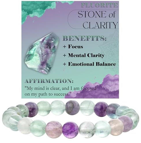 Bivei Fluorit - Klarheit Perlenarmband für Frauen 8mm Semi Precious Natural Stone Stretch elastischen Schmuck Yoga Geschenke
