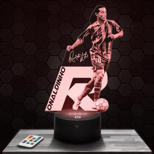 Nachttischlampe Ronald inho Fußball Dekoration Fußballspieler, Geschenkidee pour sportliche Männer, Fußball-Nachtlicht Erwachsenendekoration pour das Schlafzimmer. Originelles Weihnachtsgeschenk