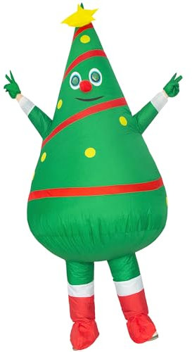 HIYAPATY Inflatable Christmas Tree Costume Adult Size Blow Up Suit for Party
