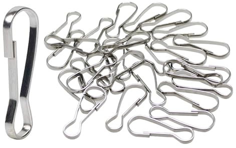 Bxian 100PCS 25mm Silver 304 Stainless Steel Metal Spring Hook Small Spring Clip Rustproof Lanyard Snap Hooks DIY Accessories Line Buckle Fishing Gear Flagpole Hanging Buckle
