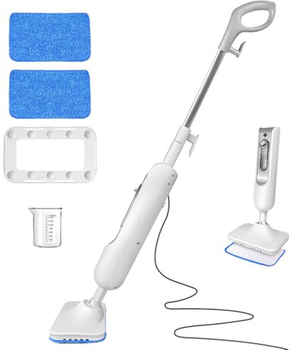 VickyHome 1500W Dampfreiniger, Elektrisch Wischmopp Bodenreinigung 400 ML Wassertank Dampfreiniger Boden Mit 2 Maschinenwaschbaren Reinigungspads Für Alle Böden, Ideal Für Teppich