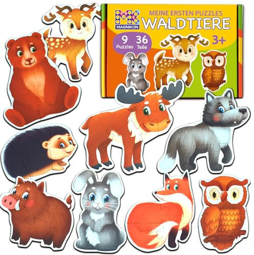 MAGNIKON Puzzles Waldtiere Ab 2 3 Jahre - Spielzeug Kinderpuzzle ab 3-5 Jahre - 9 Mein erstes Puzzle - 36 Große Teile Geschenk Für Junge Und Mädchen - Spielzeug ab 2 Jahre - Motorikspielzeug