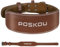POSKOU 10.2cm Cinturon Lumbar Gimnasio, Cuero Soporte Lumbar Acolchado Cinturón GYM Hombre, Equipo de entrenamiento y Fitness de fuerza doméstica (Marrón, M: Adecuado para cintura de 68-81 cm)