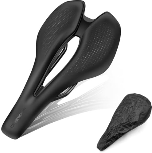 GOUNNU Fahrradsattel Herren Bequem, Ergonomischer Fahrrad Sattel Fahrradsattel Damen Weich Stoßdämpfend Hohl Fahrradsitz mit wasserdichte Abdeckung, für MTB, Rennrad, Stadtrad und Heimtrainer Bike(L)