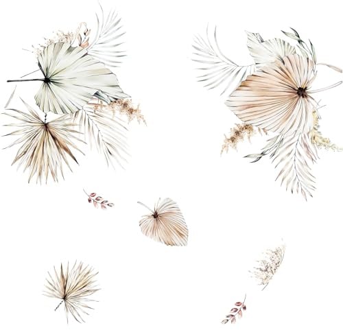 Wandtattoo Boho Vintage Palme Blätter für Wanddeko, XXL Groß Retro Tropische Pflanzen Grün Blatt Wandsticker Wandaufkleber Kleben Aufkleber Wandbilder für Wohnzimmer Schlafzimmer Vorraum Flur Fenster