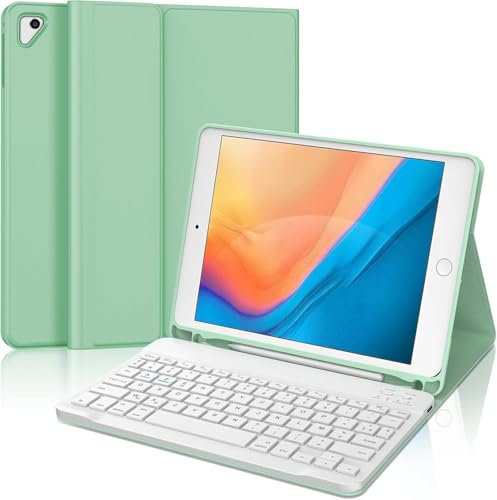 WAVATA Clavier pour iPad 9.7 6ème/5ème Génération 2018/2017, Étui Clavier pour iPad Pro 9.7, Air 2/1 Magnétique Amovible Français AZERTY Layout, Grasgrün