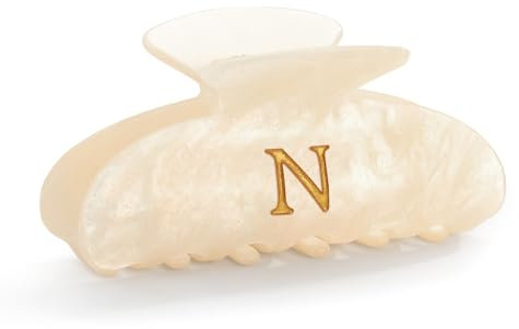 LILIE&WHITE Damen Haarklammer mit Buchstabe N – Handgefertigter Haarclip aus glänzender Perlmutt-Optik, Stilvolles und persönliches Accessoire für Frauen, Für Alltag & festliche Anlässe