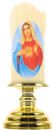 VILLCASE Vela LED Virgen María Electrónica para Oración Decoración Religiosa Luz Sin Humo Batería Reemplazable para y Iglesias