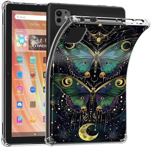 Schutzhülle für iPad Air 27,9 cm (11 Zoll) M2 2024/iPad Air 5. / 4. Generation (2022/2020), transparent, schlank, leicht, weich, flexibel, TPU-Stoßdämpfung, Schutzhülle, Luna-Motten und Mondphasen