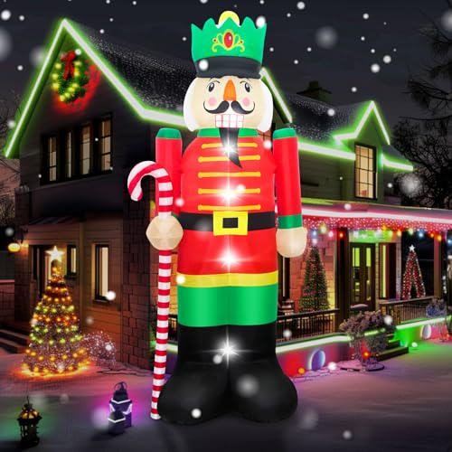 12FT Giant Christmas Inflatables Nutcracker Soldier, 360cm Large Xmas Decorations Inflatable Nutcracker Blow Up Decoration for Garden Yard Lawn Outdoor Christmas Decorations