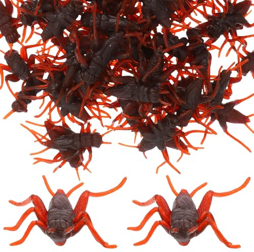 SAFIGLE 50 Pezzi di Finti Grilli in Plastica, Giocattoli di Simulazione di Insetti, Color caffè, 1,77 X 1,57 X 0,23 Pollici, per Feste