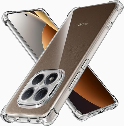 ANLYGOLD Handyhülle für Xiaomi Redmi Note 15 Pro + Plus 5G Hülle mit Kameraschutz, Schutzhülle aus weichem TPU-Silikon, Bumper mit verstärkten Ecken, klarer Schutz (transparent)