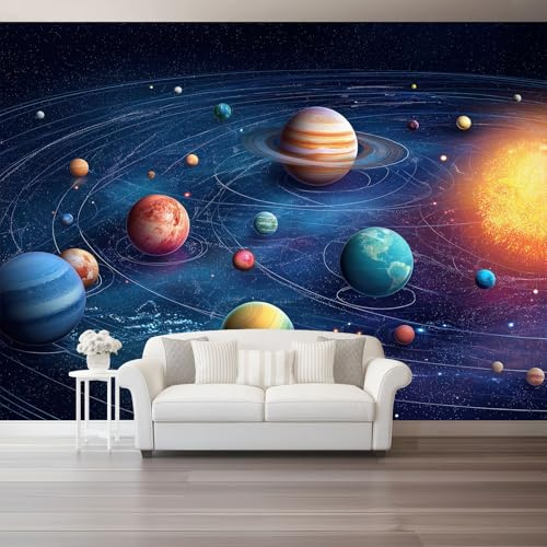 Fototapete Vliestapete Mehrfarbig Weltraum Fantasy - Wandbild & Wandtapete für Wohnzimmer & Schlafzimmer, Wanddeko Design Tapete, 300 x 210 cm