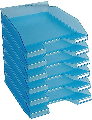 Exacompta 11336D 6er Pack Premium Briefablage Combo Midi DIN A4. Ideale Briefkörbe für Ihre Organisation. Robuste und stapelbare Ablagekörbe türkis transluzent