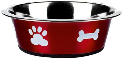 Classic Pet Products Fressnapf, klassisch, Motiv Pfotenabdrücke, 1600ml, Rot