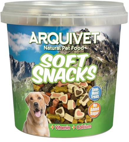 Arquivet Weiche Snacks für Hunde - Natürliche Snacks in Knochenform und Herzen - Natürliche Leckereien und Leckereien - Leckereien für Hunde - 800 g