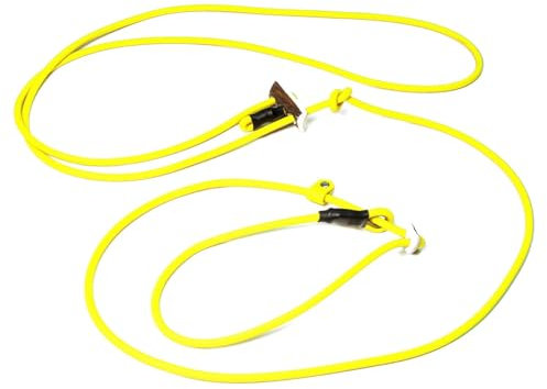 Mystique® Biothane Hunting Profi lautlos Umhängeleine 280cm Moxon mit Zugbegrenzung (8mm, neon gelb)