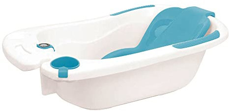 Olmitos Cubeta Bañera, Azul De Olmitos - Con Apliques Antideslizantes - Incluye Termómetro Medidor De La Temperatura - Con Una Válvula Para Vaciar El Agua Con Facilidad, color Azul