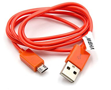 vhbw Câble USB - Micro USB, 1 mètre, orange, compatible avec JBL Flip, Flip 2, Flip 3, Go, Reflect