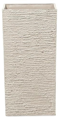 Haut Cache-Pot Beige Carré 30 x 30 x 60 cm Pot de Fleurs Robuste en Pierre et Polyrésine au Design Moderne Idéal pour Extérieur et Intérieur Beliani
