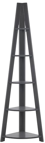 Modern Ladder Corner Shelf 5 Tiers Bookcase Grey Mobile Solo