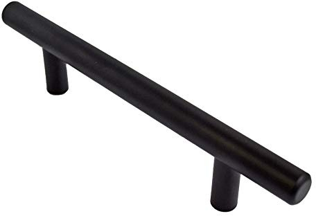 T-Bar, Bar Pull Handle, Black, 96-128mm Hole Centres (96mm Hole Centres)