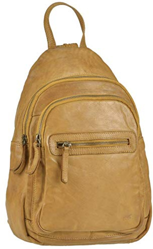 Bear Design Rucksack Leder Cityrucksack Backpack Damenrucksack Cow Lavatao Ocker gelb