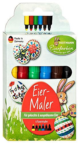 Eierfarben HEITMANN Eierfarben 6 Eier-Maler - Stifte - für Kinder - für Eier, Papier und Karton - Ostern - Ostereier bemalen, Ostereierfarbe, 1007788