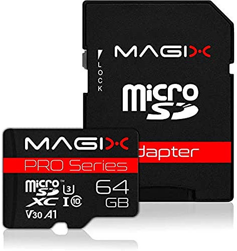 Magix 64GB microSD Card Class10 V30 U3, Read Speed Up to 95 MB/s, PRO Series (SD Adapter Included)