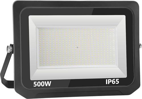 Foco LED Exterior 500W, 50000LM Alto Brillo Proyector IP66 Impermeable, 3000K Blanco Cálido Floodlight Iluminación de Seguridad para Jardín, Garaje, Hotel, Patio
