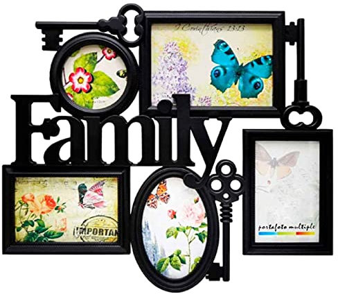 Acan Marco para 5 Fotos de Pared múltiple decoración del hogar Family. Multimarco portafotos 39 x 45 x 2 cm Color Negro