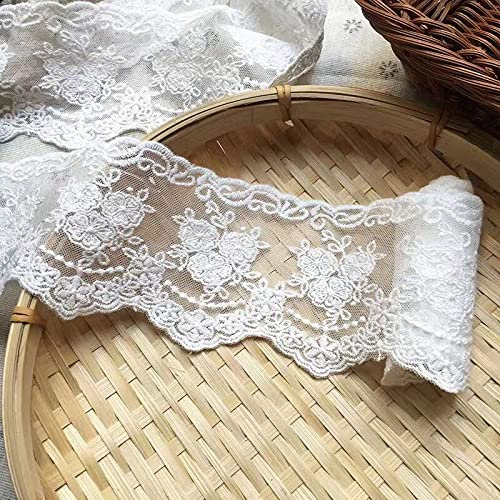 Sourcemall Spitzenband, zartes Kronenband zum Basteln, Nähen und Brautkleid, Applikation, Dekorationen, 8,4 cm breit, 4,5 m (Weiß)