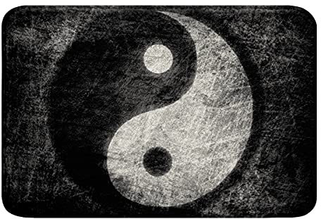 Yin Yang Badematte 40x60cm Boho Trippy Psychedelisch Kunst rutschfest Badezimmerteppich Gossip Pattern Zottelig Saugfähig Badteppiche Traditionell Thema Weich Lauschig Badvorleger Schwarz Weiß