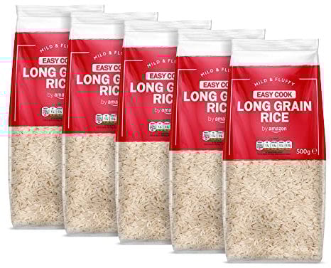 by Amazon Easy Cook Long Grain White Rice, 5 packs of 500g, Vegan