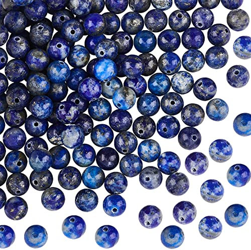 OLYCRAFT 124 Stück Natürlicher Lapislazuli Perlen 6mm Blauer Lapislazuli Perlen Runde Lose Perlen Edelsteinperlen mit Loch stein Für Armbänder Halskette Schmuckherstellung
