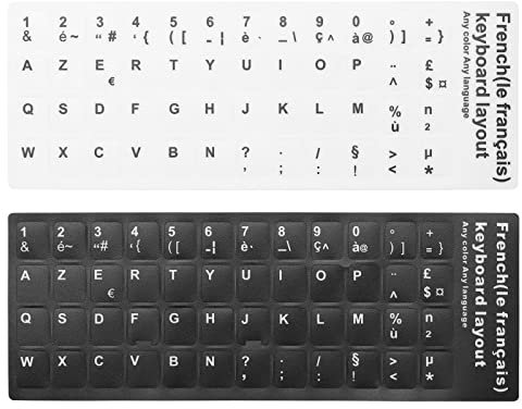 Create idea 2pcs Autocollants de Clavier Français Autocollant de Clavier Remplacement Non Transparents en PVC Auto-adhésifs pour Ordinateur Portable Claviers d'ordinateur Bureau Accessoires 13x11mm