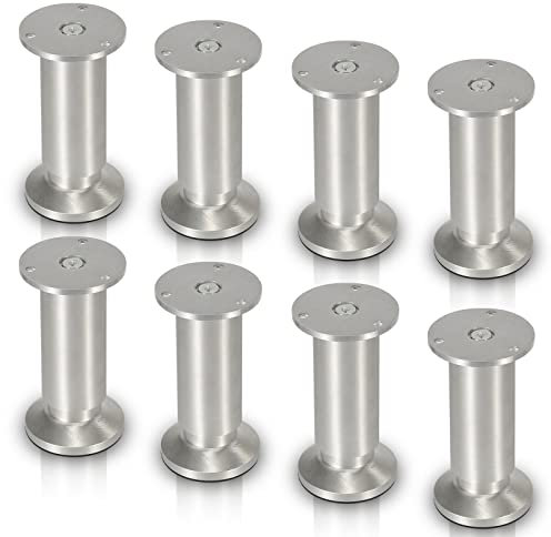 Jopassy 8er Set Möbelbeine| Aluminium Gebürstet | Schrankfüße Höhenverstellbar Füße für möbel, mit Schrauben,Höhe 180 mm | Belastbar bis 250 KG, für Sofa Möbelfüße Schreibtisch Stühle Tischfuß