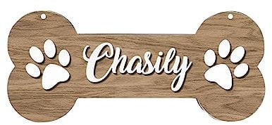 WILINNI Personalised Bone Shaped Dog Name Signs |Custom Name Dog Name Sign for Wall Decor for Pantry, Living Room Or Dog’S Kennel |Birthday Christmas (Style 8)