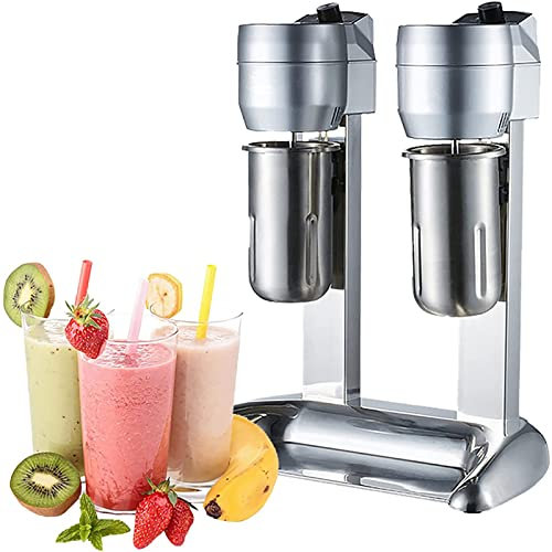 Machine à Milkshake électrique Machine à Shaker à Lait à Double tête Mélangeurs commerciaux, Machine à Milkshake Double 2 X 1 L 15 000 TR/Min Shaker à Lait en Acier Inoxydable, Machine de FA