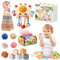 JOKSNK Jouet Bebe 6 Mois-3 Ans, 5 in 1 Montessori Jeux Bébé Eveil, Crabe Jouet, Tour Souple Empilable, Boîte à Tissus Bebe, Balles Sensorielles, Jouets sensoriels pour Fille Garçon 6 9 12 Mois