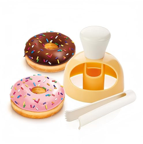 Set di formine per ciambelle, 8,1 cm, rotonde, per la cottura di ciambelle, stampi in plastica con pinza per immersione, taglierina per biscotti antiaderente, strumenti per ciambelle fai da te