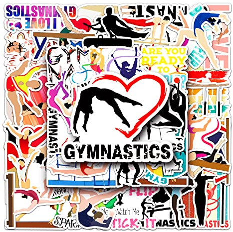 Sport Aufkleber Gymnastik Stickers 50 Stück Skateboard Graffiti Aufkleber Motorräder Fahrrad Snowboard Gepäck Laptop Auto Koffer für Kinder und Jugendliche Wasserdichte Vinyl Aufkleber