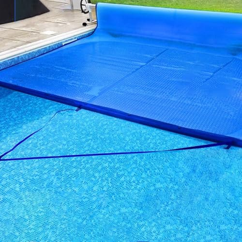 Bâche Bulles Piscine Solaire Couverture Solaire De Piscine Creusée Avec Œillets Pour Bobine – Couverture De Protection Gonflable Rectangulaire Carrée Pour Piscine/membrane Solaire Bleue, 10 M/9 M/8 M/