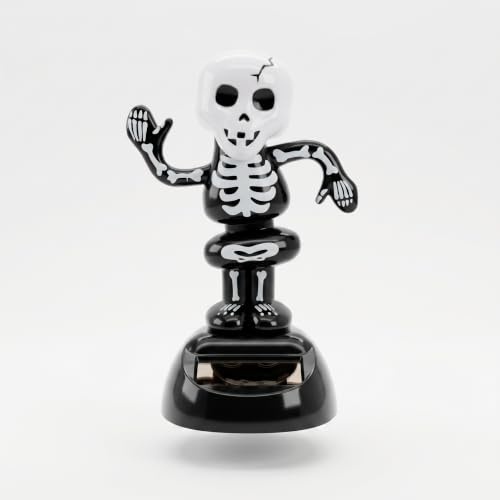 Starlet24 Schwarzes Solar Skeleton Wackelfigur | Solarbetrieben, Tanzende Dekofigur | Wohnung, Auto, Balkon | Solarzelle, Beweglich | Geschenkidee für Wohnung, Garten